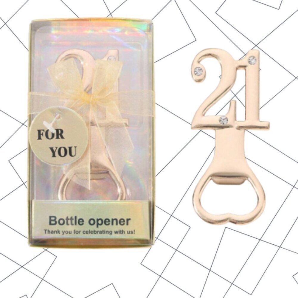 Number 21 Bottle Opener Gold Tone Gift Packaged NWT